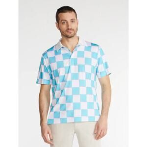 Chubbies Performance Polo Shirt The Pawn Light Blue Check Size XL Golf